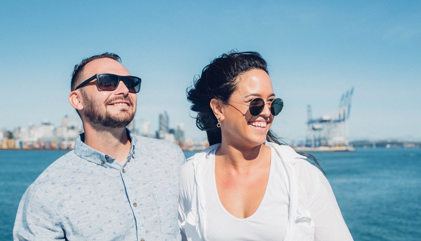 Image of a couple on an Auckland Ferry